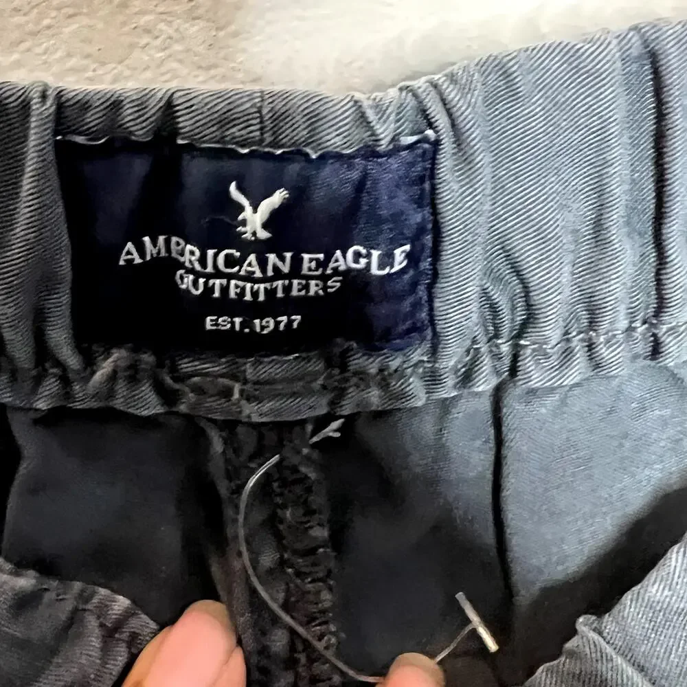 American‎ Eagle Outfitters Grey Elastic Waist Snap Hem Jogger Pants Size Small